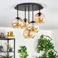Koyoto Plafonnier, Boule lumineuse 45 cm Ambre, 5 lumières
