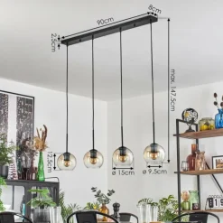 Koyoto Suspension Ambre, Clair, 4 lumières