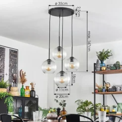 Koyoto Suspension, Boule lumineuse 35 cm Clair, 4 lumières