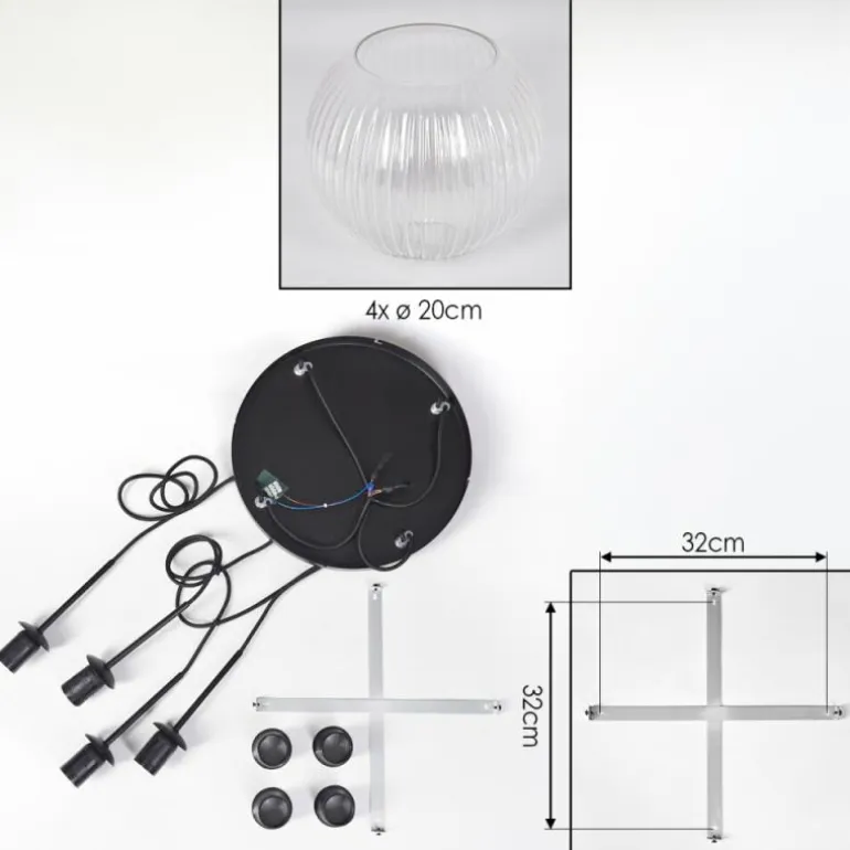 Koyoto Suspension, Boule lumineuse 35 cm Clair, 4 lumières