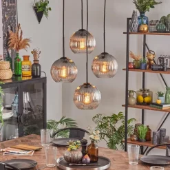 Koyoto Suspension, Boule lumineuse 35 cm Clair, Fumé, 4 lumières