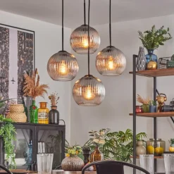 Koyoto Suspension, Boule lumineuse 35 cm Clair, Fumé, 4 lumières