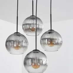 Koyoto Suspension, Boule lumineuse 35 cm Clair, Fumé, 4 lumières