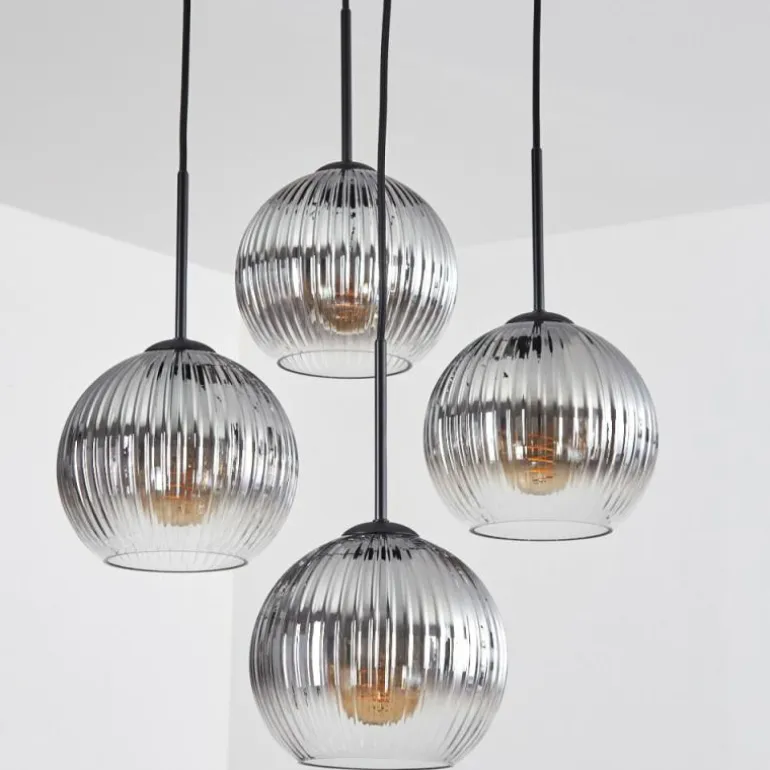 Koyoto Suspension, Boule lumineuse 35 cm Clair, Fumé, 4 lumières