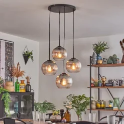 Koyoto Suspension, Boule lumineuse 35 cm Clair, Fumé, 4 lumières