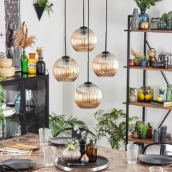 Koyoto Suspension, Boule lumineuse 35 cm Ambre, 4 lumières