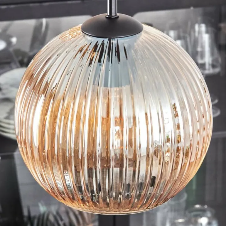 Koyoto Suspension, Boule lumineuse 35 cm Ambre, 4 lumières