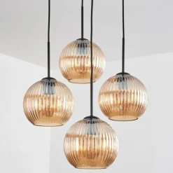 Koyoto Suspension, Boule lumineuse 35 cm Ambre, 4 lumières