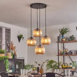Koyoto Suspension, Boule lumineuse 35 cm Ambre, 4 lumières