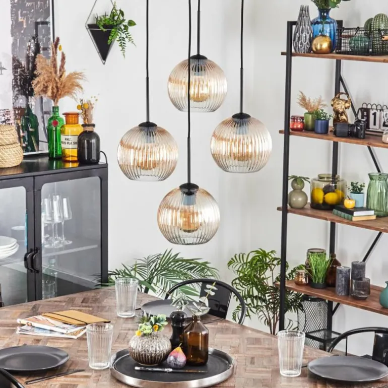 Koyoto Suspension, Boule lumineuse 35 cm Ambre, Clair, 4 lumières