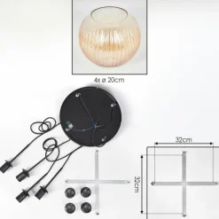Koyoto Suspension, Boule lumineuse 35 cm Ambre, Clair, 4 lumières
