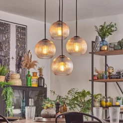 Koyoto Suspension, Boule lumineuse 35 cm Ambre, Clair, 4 lumières