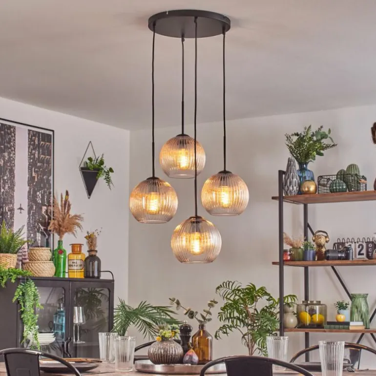 Koyoto Suspension, Boule lumineuse 35 cm Ambre, Clair, 4 lumières