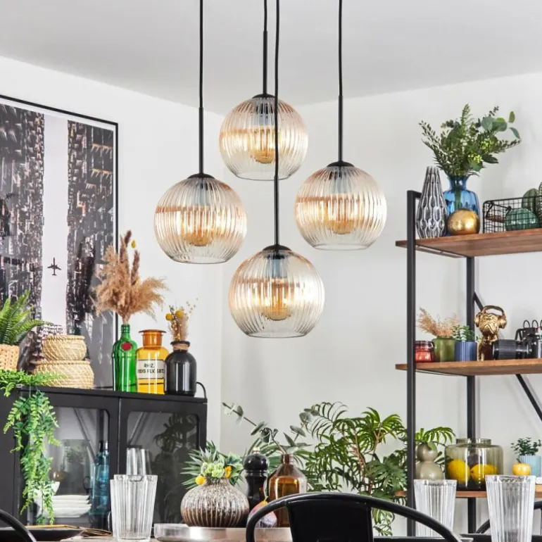 Koyoto Suspension, Boule lumineuse 35 cm Ambre, Clair, 4 lumières