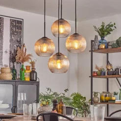 Koyoto Suspension, Boule lumineuse 35 cm Ambre, Clair, 4 lumières