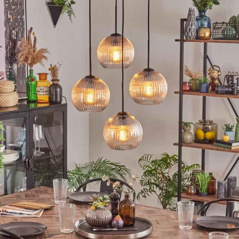 Koyoto Suspension, Boule lumineuse 35 cm Ambre, Clair, 4 lumières
