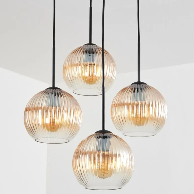 Koyoto Suspension, Boule lumineuse 35 cm Ambre, Clair, 4 lumières