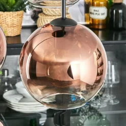 Koyoto Suspension, Boule lumineuse 35 cm Clair, Cuivré, 4 lumières