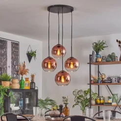 Koyoto Suspension, Boule lumineuse 35 cm Clair, Cuivré, 4 lumières