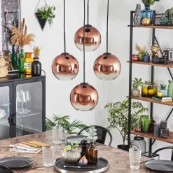 Koyoto Suspension, Boule lumineuse 35 cm Clair, Cuivré, 4 lumières