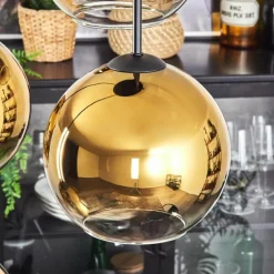 Koyoto Suspension, Boule lumineuse Or, Clair, 4 lumières