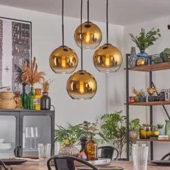 Koyoto Suspension, Boule lumineuse Or, Clair, 4 lumières