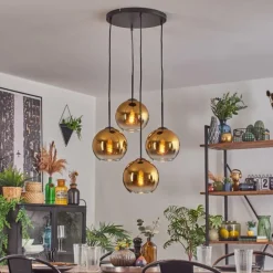 Koyoto Suspension, Boule lumineuse Or, Clair, 4 lumières