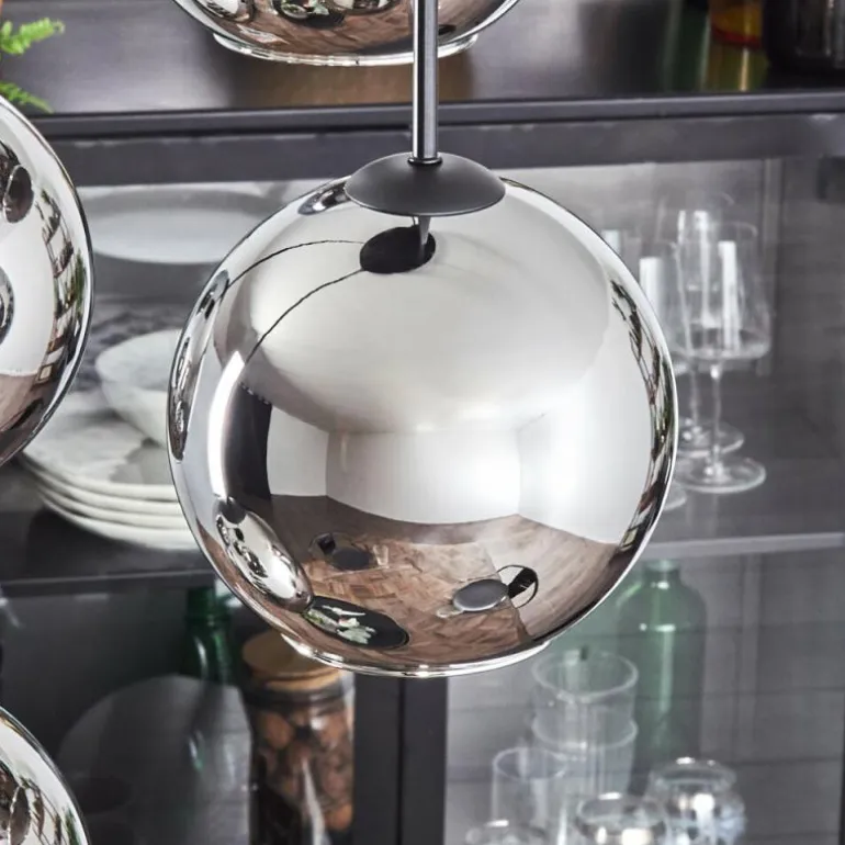 Koyoto Suspension, Boule lumineuse Chrome, Fumé, 4 lumières
