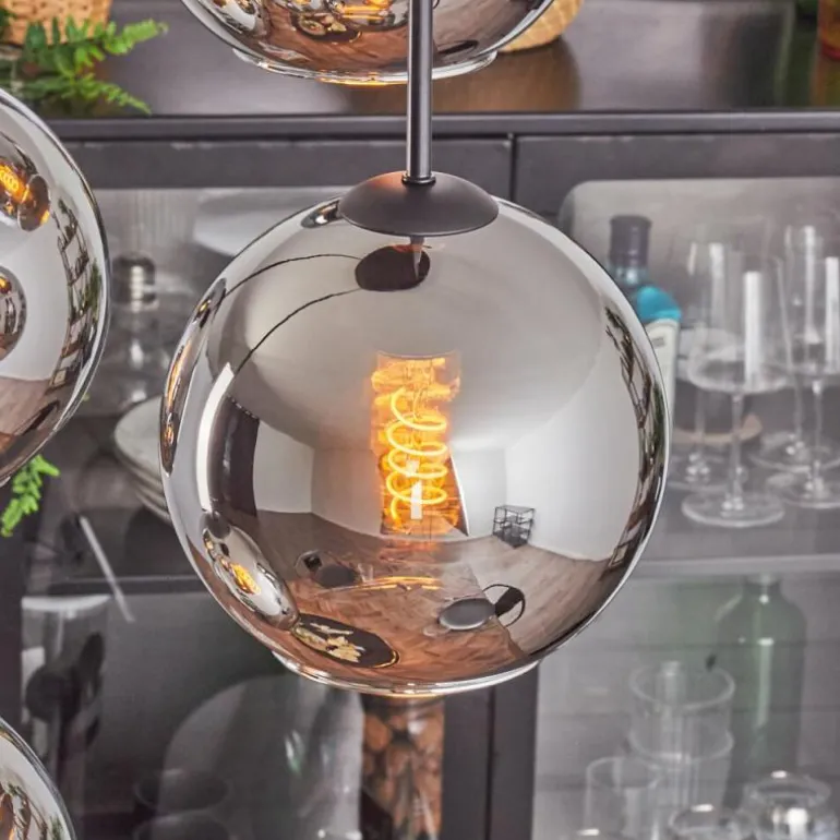 Koyoto Suspension, Boule lumineuse Chrome, Fumé, 4 lumières