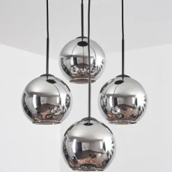 Koyoto Suspension, Boule lumineuse Chrome, Fumé, 4 lumières