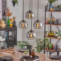 Koyoto Suspension, Boule lumineuse Clair, Fumé, 4 lumières