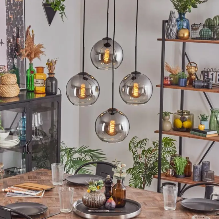 Koyoto Suspension, Boule lumineuse Clair, Fumé, 4 lumières