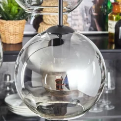 Koyoto Suspension, Boule lumineuse Clair, Fumé, 4 lumières