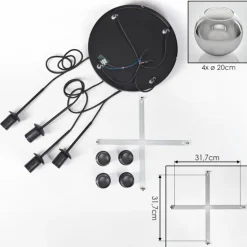 Koyoto Suspension, Boule lumineuse Clair, Fumé, 4 lumières