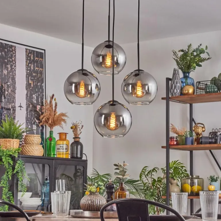 Koyoto Suspension, Boule lumineuse Clair, Fumé, 4 lumières