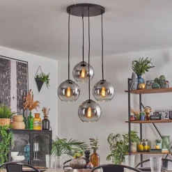 Koyoto Suspension, Boule lumineuse Clair, Fumé, 4 lumières