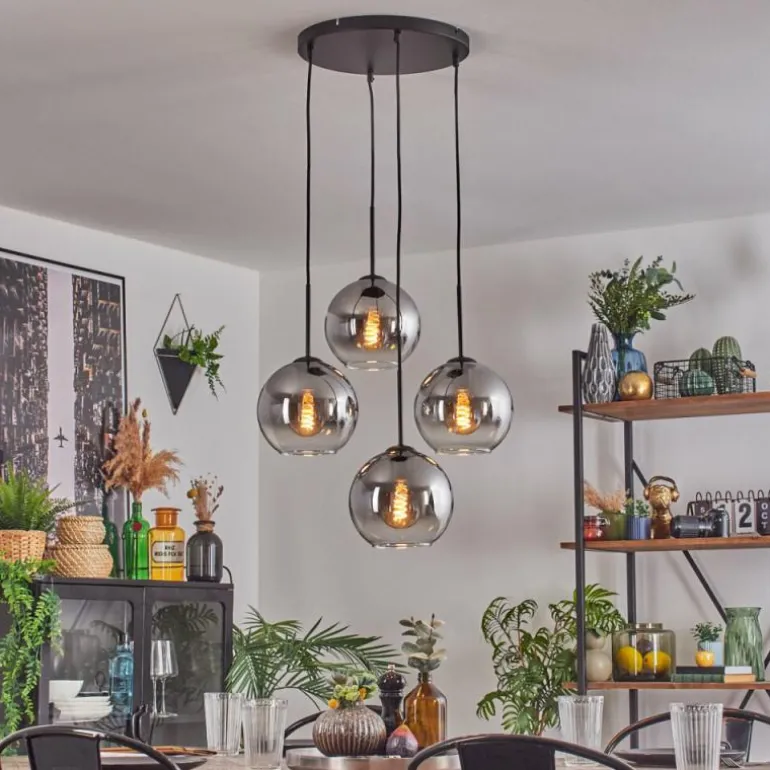 Koyoto Suspension, Boule lumineuse Clair, Fumé, 4 lumières