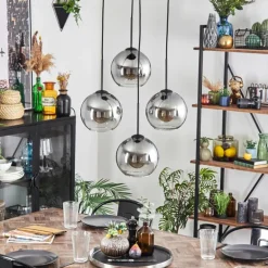Koyoto Suspension, Boule lumineuse Clair, Fumé, 4 lumières