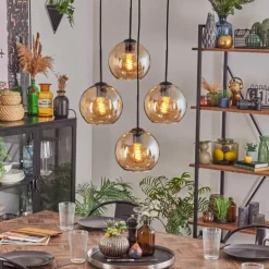 Koyoto Suspension, Boule lumineuse Ambre, 4 lumières
