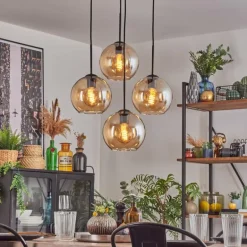 Koyoto Suspension, Boule lumineuse Ambre, 4 lumières