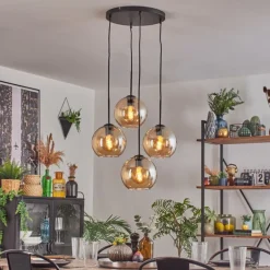 Koyoto Suspension, Boule lumineuse Ambre, 4 lumières