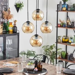 Koyoto Suspension, Boule lumineuse Ambre, 4 lumières