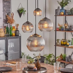 Koyoto Suspension, Boule lumineuse, Suspension Clair, Fumé, 4 lumières