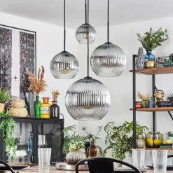Koyoto Suspension, Boule lumineuse, Suspension Clair, Fumé, 4 lumières