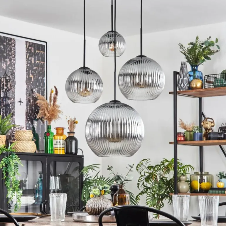 Koyoto Suspension, Boule lumineuse, Suspension Clair, Fumé, 4 lumières