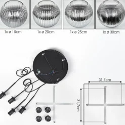 Koyoto Suspension, Boule lumineuse, Suspension Clair, Fumé, 4 lumières