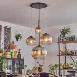 Koyoto Suspension, Boule lumineuse, Suspension Clair, Fumé, 4 lumières