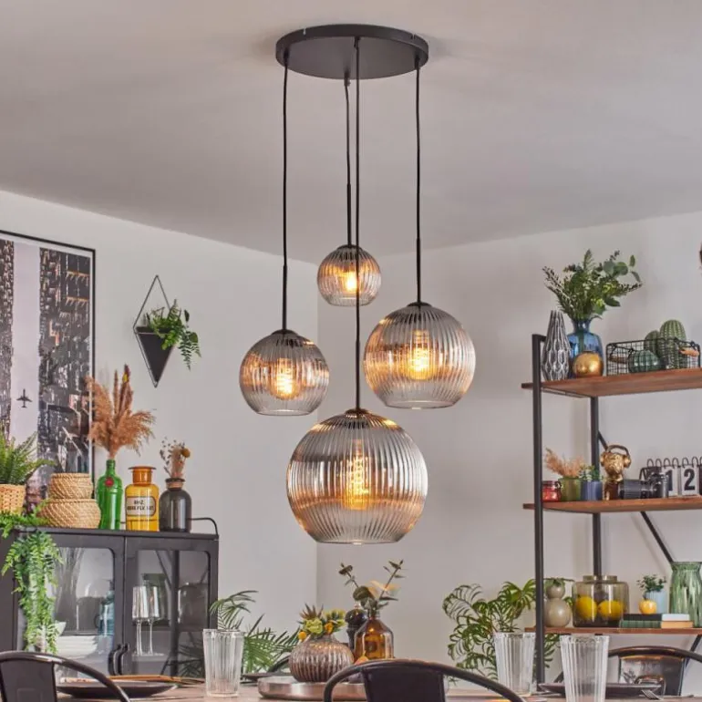 Koyoto Suspension, Boule lumineuse, Suspension Clair, Fumé, 4 lumières
