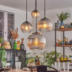 Koyoto Suspension, Boule lumineuse, Suspension Clair, Fumé, 4 lumières