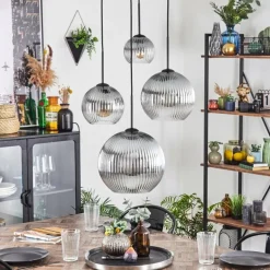 Koyoto Suspension, Boule lumineuse, Suspension Clair, Fumé, 4 lumières